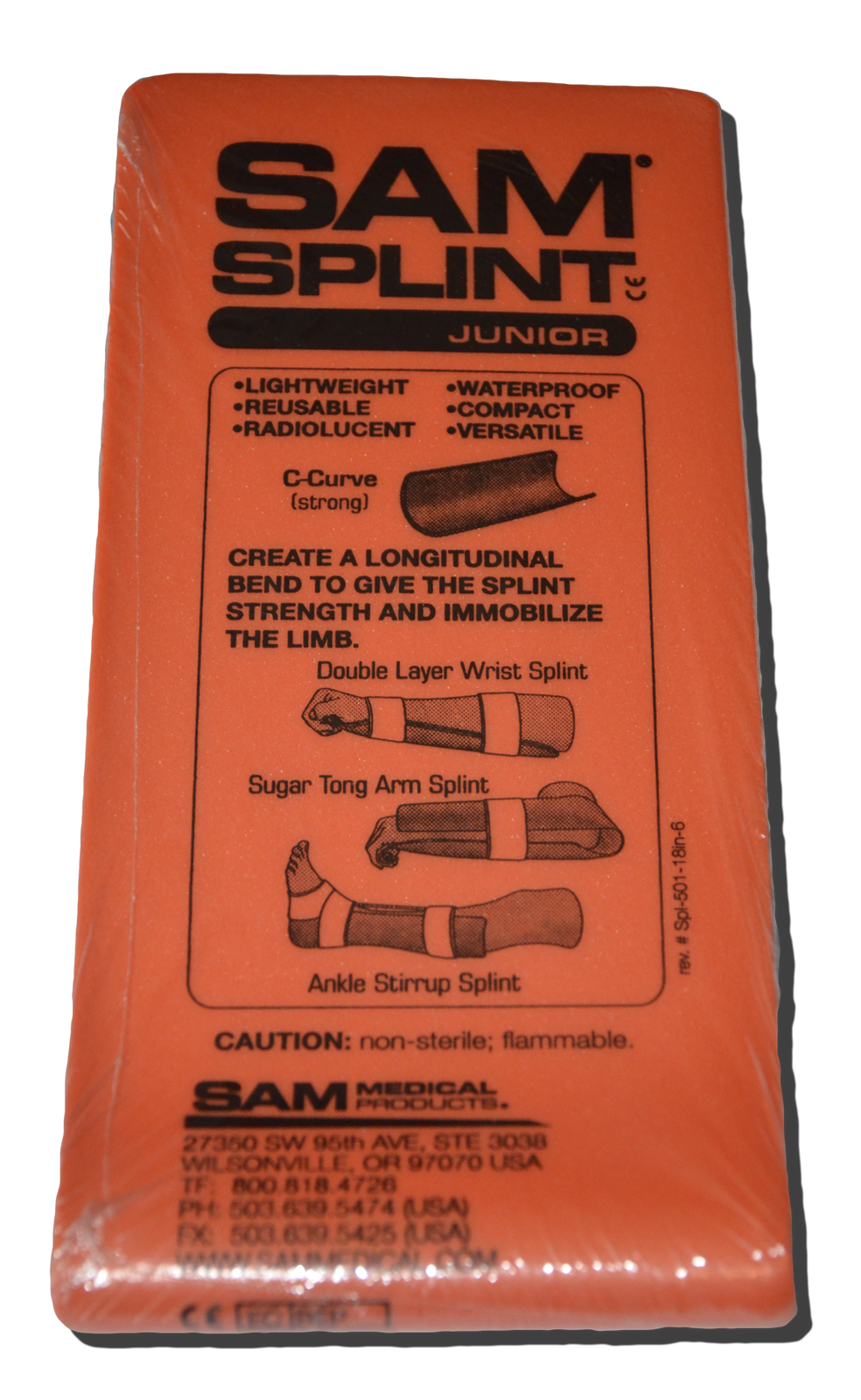Sam Splint (Junior):  18 in.